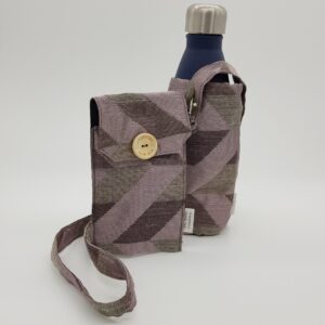 Purple Zig-zag – water bottle bag with phone carrier