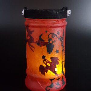 Halloween Graveyard Web Lantern – red